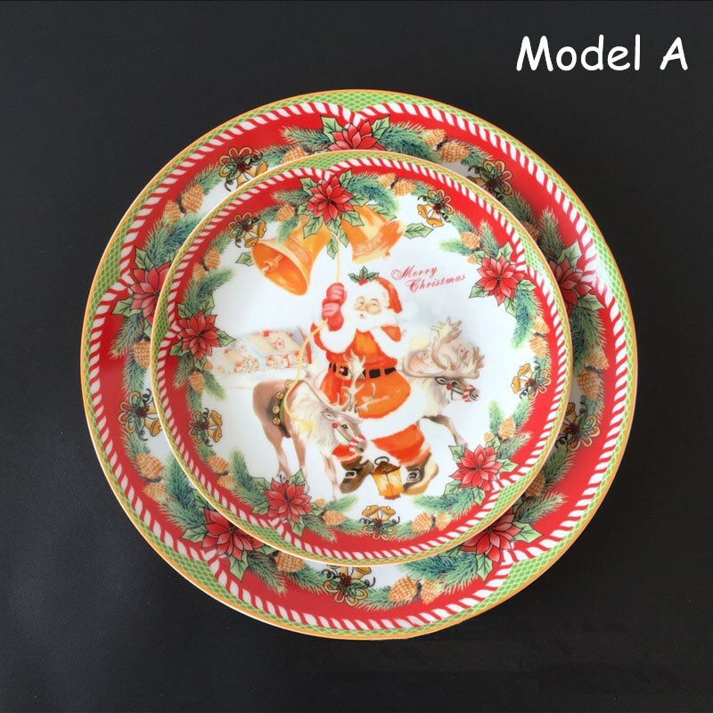 Ceramic 8 Inch 10inch Plates Set Christmas Santa P... – Grandado