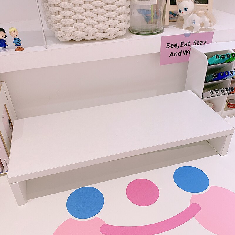 Simple wooden desktop office computer monitor Heightening Shelf display base stand holder desktop storage box organizer rack: Default Title