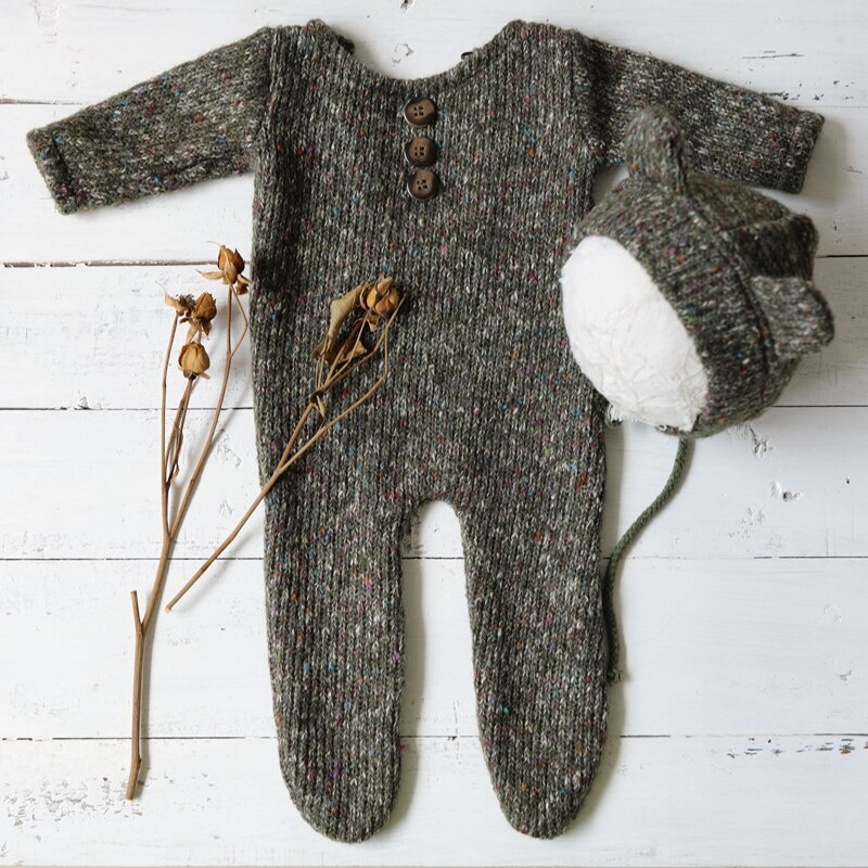 Newborn Photography Props Footed Rompers for Baby Boy Knitting Soft Photo Clothes Bebe Shooting Outfit DIY Prop Studio