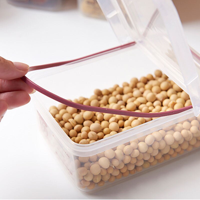 Square Food Storage Box Plastic Storage Tank Kitchen Grain Multigrain Freshness Storage Dried Fruit Milk Powder Sealed Can