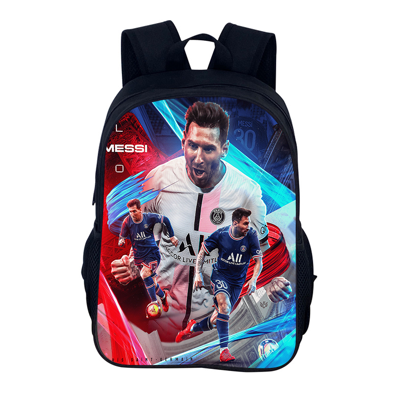 FußBall-Sportrucksack M-Messis Schultasche Jungen und Mädchen Sportrucksack Stern Spieler Schulrucksack Büchertaschen als bestes: Schwarz