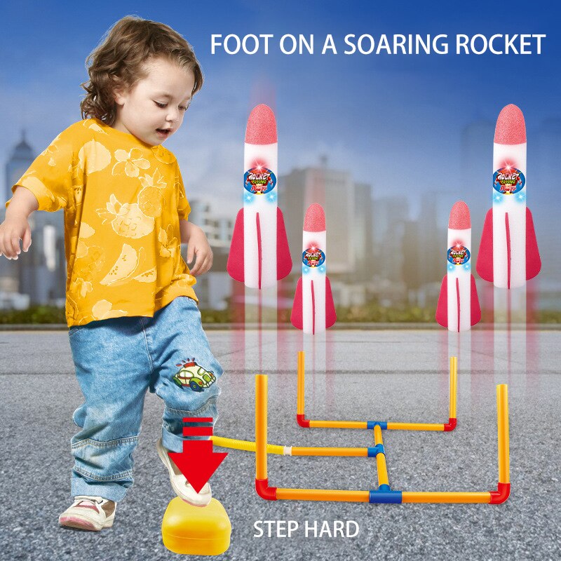 Kinder Air Gedrückt Stomp Rakete Pedal Spiele Outdoor-Sport Kinder League Werfer Schritt Pumpe Skittles Kinder Fuß Familie Spiel Spielzeug