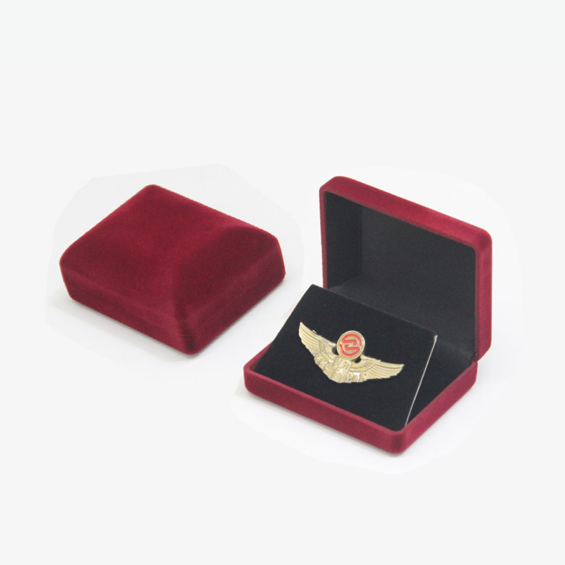 Fine Badge Medal Packaging Box Flocking Commemorative Coin Collection Organizer Jewelry Brooch Storage School Emblem Holder Case: ROSE GOLD COLOR