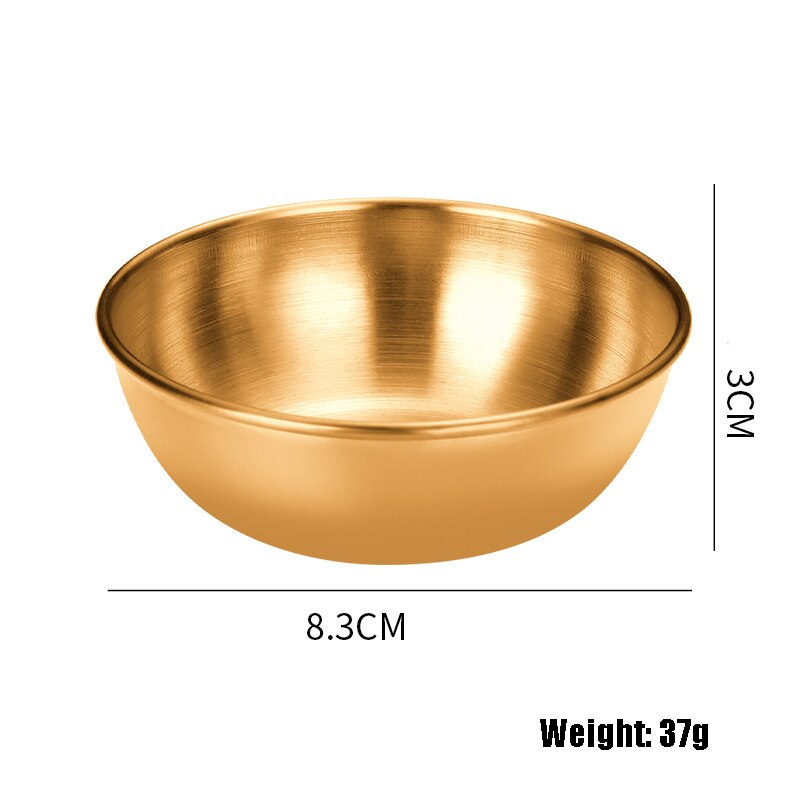 6Pcs 3.3in Stainless Steel Small Serving Bowls Sauce Dishes Round Sushi Dipping Bowl Seasoning Dish Appetizer Plates Metal Ramek: Gold