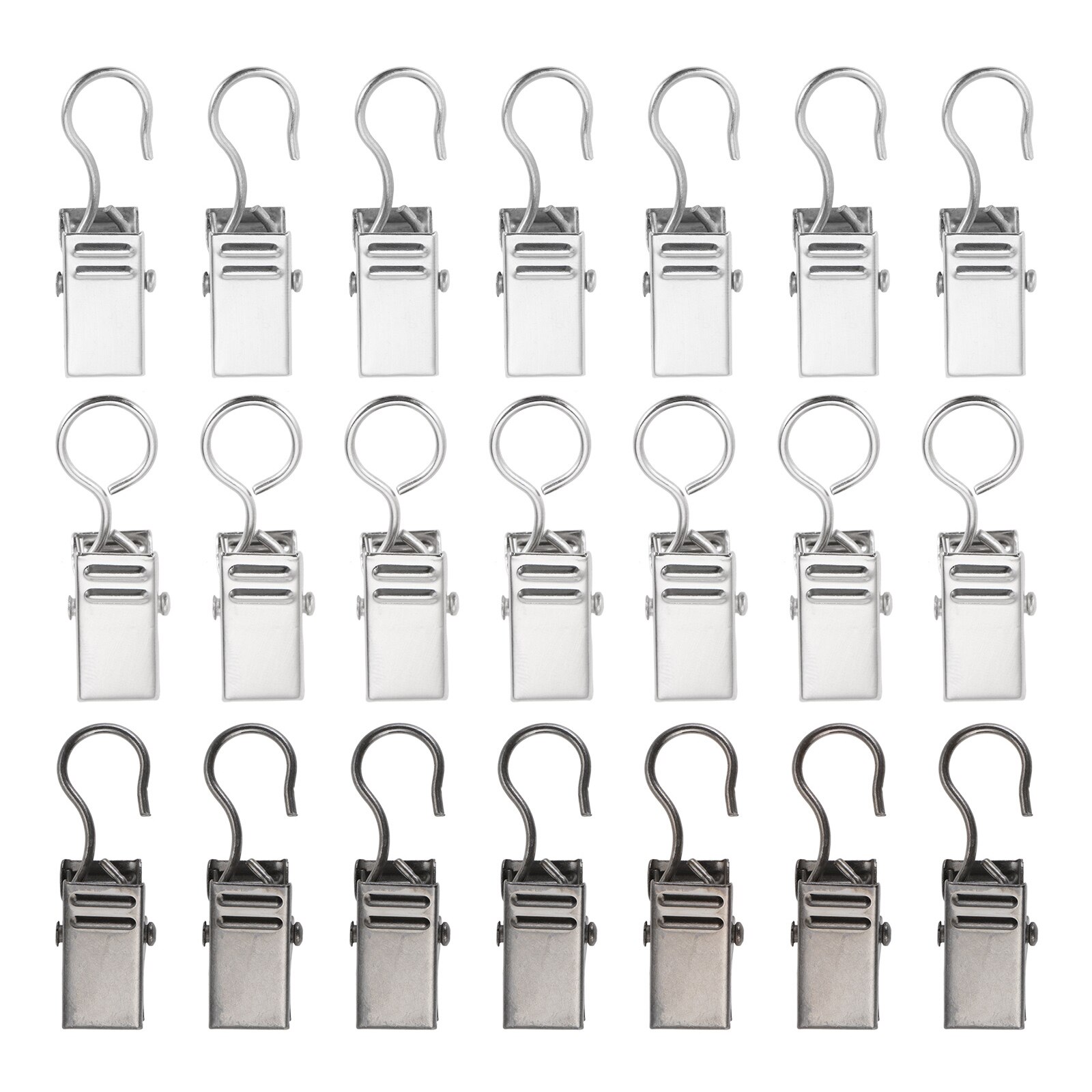 20pcs/set Curtain Clips with Hooks Iron Hanger Open/Closed Window Hanging Silver/Black 3.3cm Photo Display Plating Home Decor