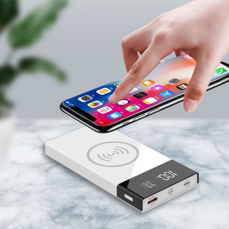 (Geen Batterij) 6X18650 Batterij Diy Qi Draadloze Oplader QC3.0 Usb Type C Pd Snel Opladen Power Bank Box Case Voor mobiele Telefoon Tablet