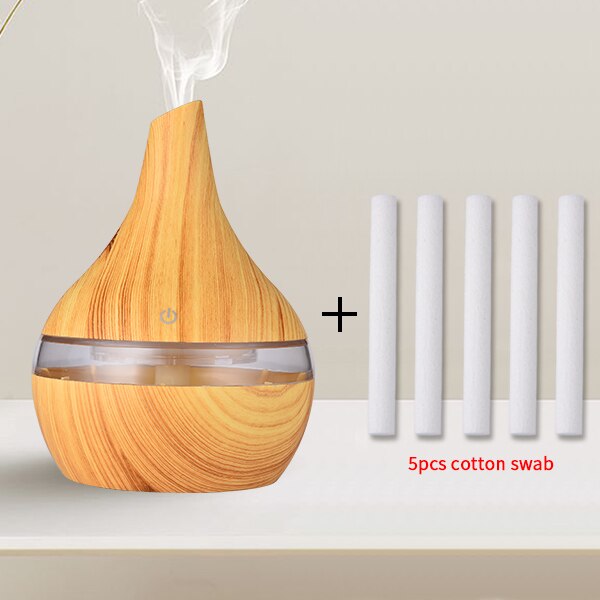 SaengQ-humidificador de aire eléctrico, difusor de aroma ultrasónico por aceites esenciales, en color madera, para aromaterapia en hogar: LightBrown-5pcs