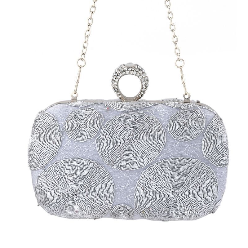 Mini punk clutch taske håndværk sort sølv stål vævning paisley clutch håndtaske udførelse dame aftentasker