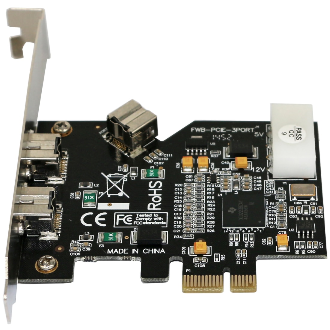 PCI Express PCI-E x1 to 3 Ports 1394B Controller Card Add On Card for FireWire 800 IEEE 1394 B 2+1 Digital Camera Video Capture