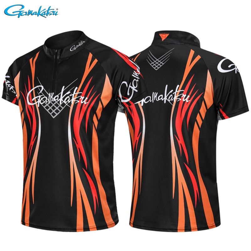 Ropa de pesca gamakatsu, de secado rápido, para deportes al aire libre, transpirable, anti-uv, camisetas de pesca de manga corta.