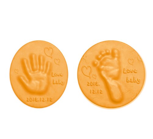 DIY huella de bebé de 40g, juguete con huella de bebé, almohadilla de pata de impresión, tableta de tinta de mano para padres e hijos, huella de aby ultra ligera: orange