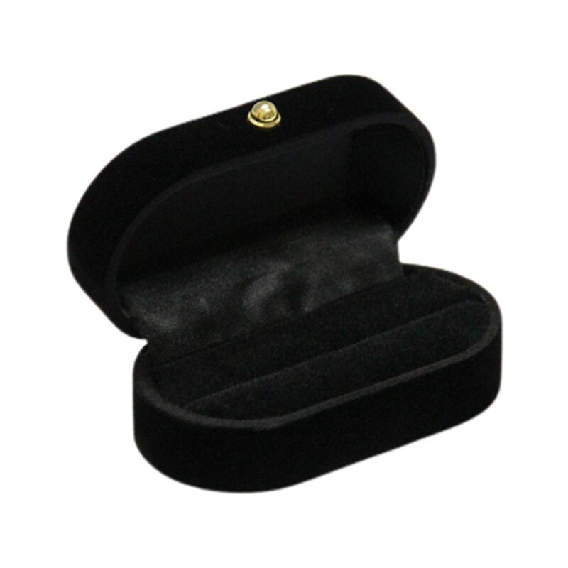 Caja de anillos doble portátil para mujer, expositor de joyas, soporte de , organizador de anillos de compromiso de boda, 1 ud.: A-Black
