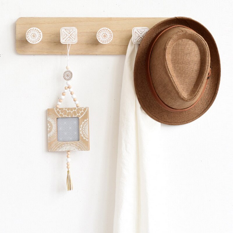 Percha de madera para abrigos, gancho de pared, colgadores decorativos para ropa del hogar, soporte para llaves, perchero montado en pared, colgador de llaves, estante de pared