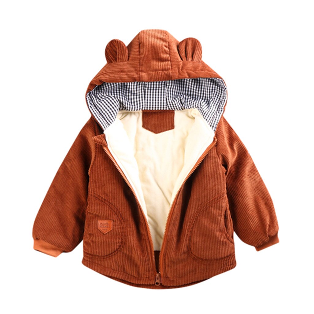 Kinderen Winter Outdoor Fleece Jassen Voor Jongens Kleding Herfst Hooded Warme Jas Bovenkleding Baby Kids Jassen Kinderkleding: Bruin / 3T