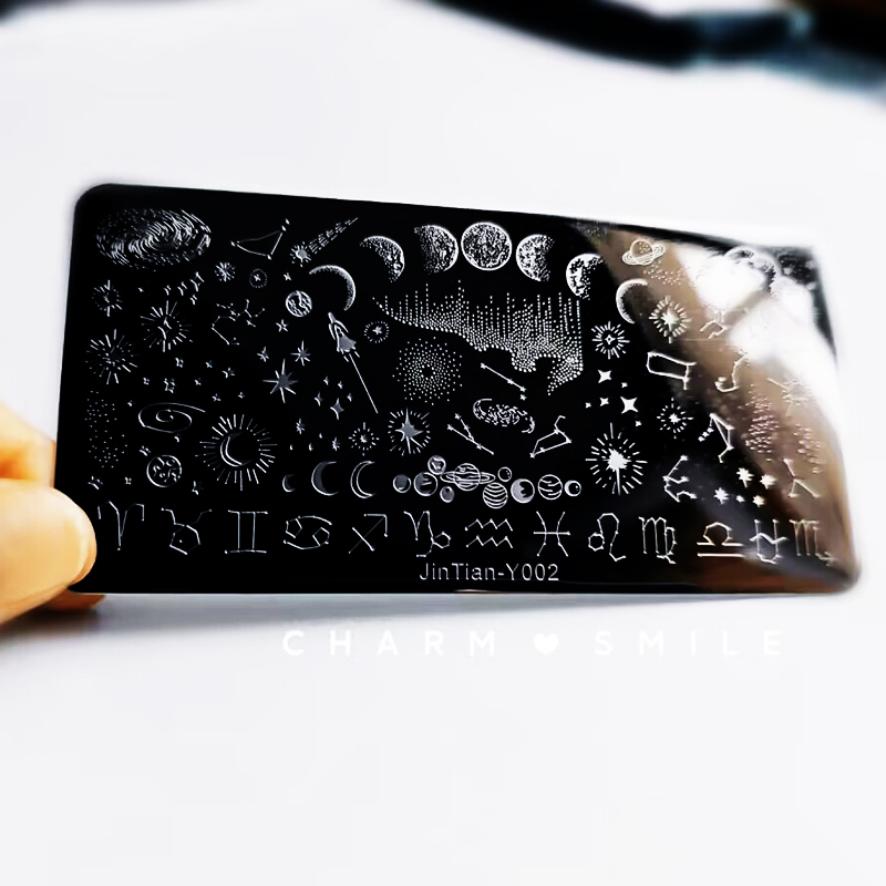 Placas de estampado de uñas con personajes de dibujos animados, amor, Día de San Valentín, estampado de hojas de flores, arco, corazón, plantillas de sellos para uñas, herramientas de decoración de uñas: Oro