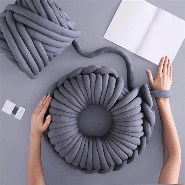 Fil de laine Super épais pour tricot, bras Super encombrant, couverture tricotée, fil Super épais pour tricot, Crochet, tapis, chapeaux: Gris foncé