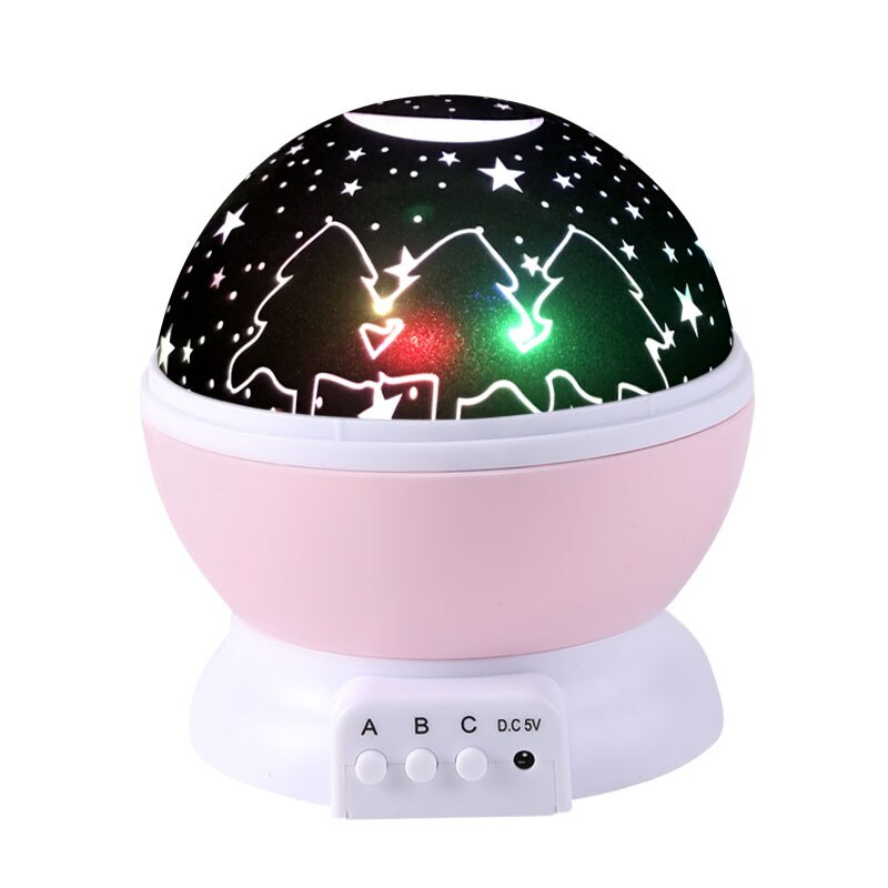 LED Night Light Projector Star Moon Romantic Sky Christmas Tree Night Light For Children Bedroom Decor Novelty Luminous Toys: Xmas tree pink