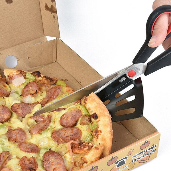 1 Pcs Pizza Schaar Cutter Rvs Scissor Cut Pizza met Afneembare Spatel LKS99