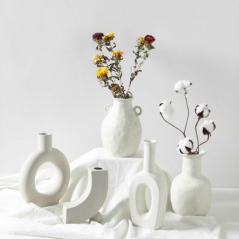 Hjem dekorasjon vase nordisk stil keramisk vase og blomsterpotte hvit ssmall blomsterpotte hjem dekorasjon stort medium og lite vas