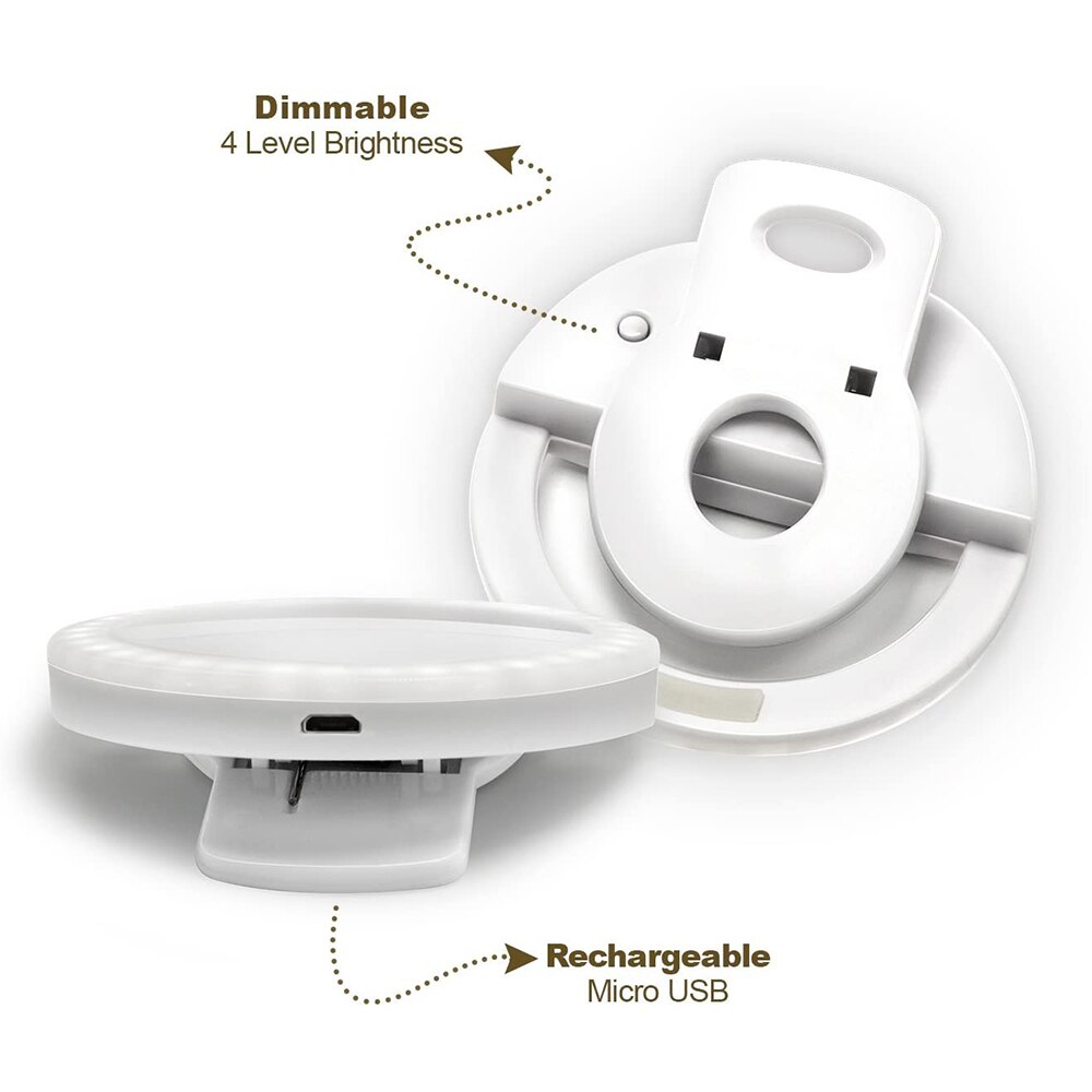Mini anel de led portátil para selfies, clipe com anel iluminado led portátil circular para maquiagem universal luz de preenchimento usb lâmpada de anel de selfie para todos almofadas para telefones celulares