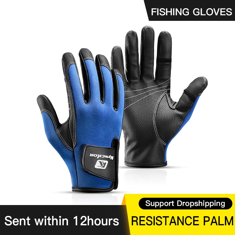 1 par de guantes de pesca para hombre y mujer, protección de pesca antideslizante, 2 dedos cortados, equipo deportivo de pesca, guantes de pesca