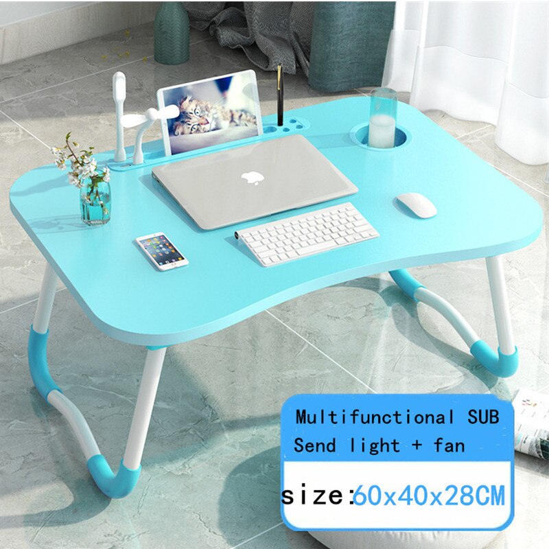 Bureau d'ordinateur Portable pliant à la maison pour lit et canapé ordinateur Portable lit plateau Table bureau Portable pour étude et lecture: blue with USB