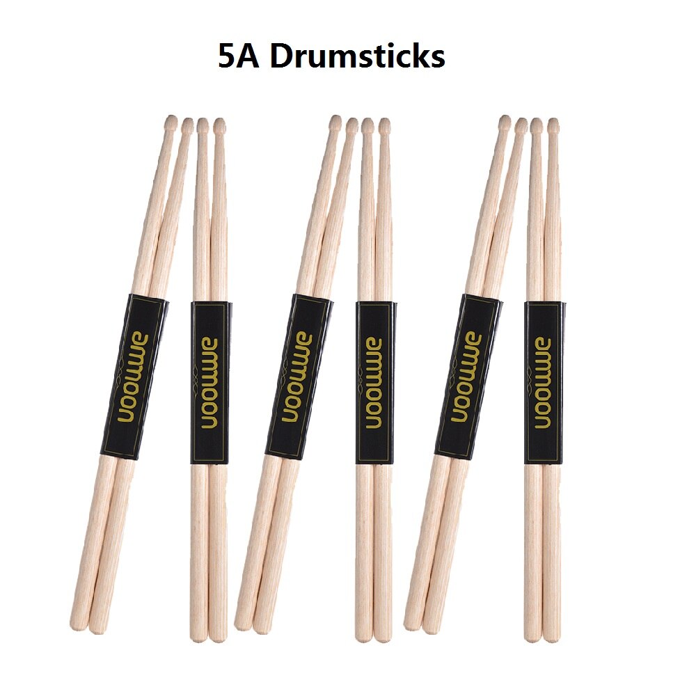 Baquetas de madera ammoon, 6 pares de baquetas de batería de 5A/7A, conjunto de instrumentos de percusión de madera de Arce, accesorios: 5A