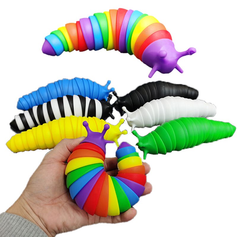 Fidget slug lelu nivelletty joustava peristaltiikka 3d painettu kaikenikäisille stressin lievitys ahdistusta lievittävä aistilelut lapsille aikuisille