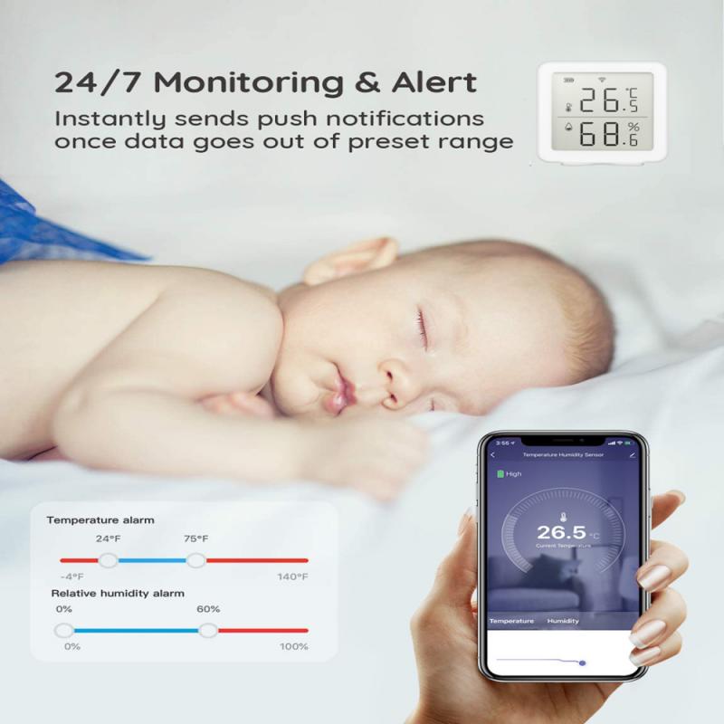 Tuya WiFi Intelligent Temperature Humidity Sensors Time Date Week