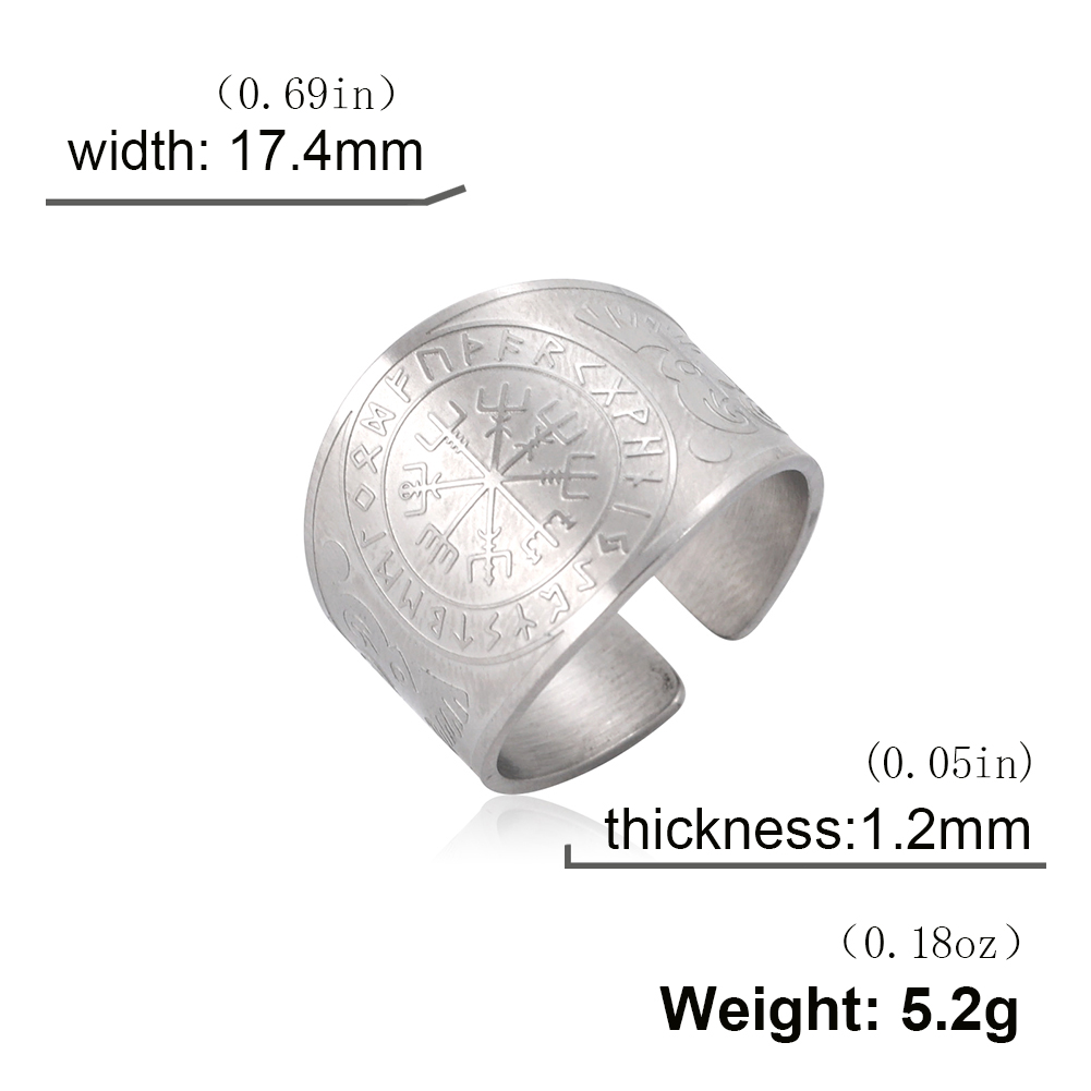 LIKGREAT-anillo Vegvisir con brújula vikinga, timón de Awe, runa nórdica, amuleto escandinavo, joyería de acero inoxidable, de Año