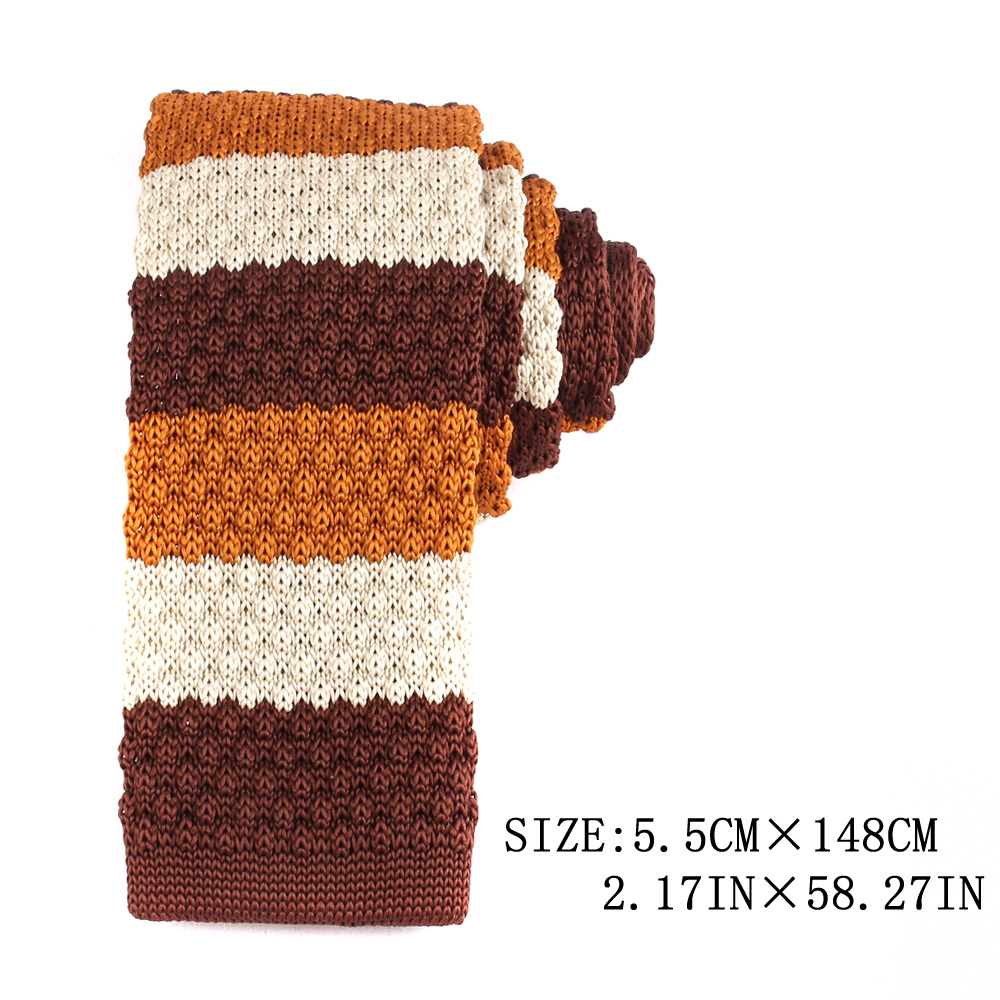 Corbatas de punto a rayas para hombres y mujeres, corbatas delgadas informales para hombres, corbata de cuello de punto delgada para de boda, corbata estrecha marrón