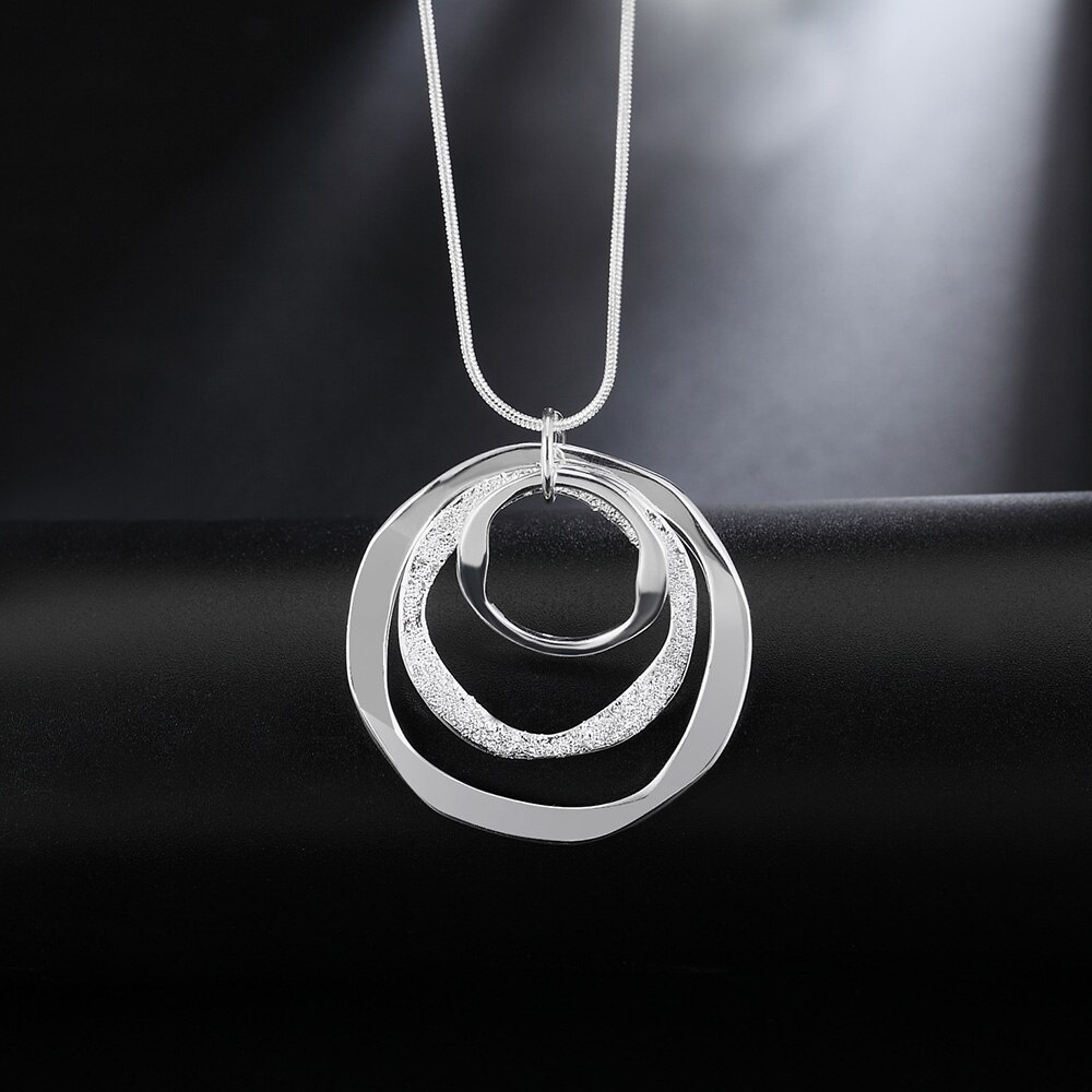 Novo 925 colar de moda disco pingente colar para mulher clavícula corrente casamento jóias presente