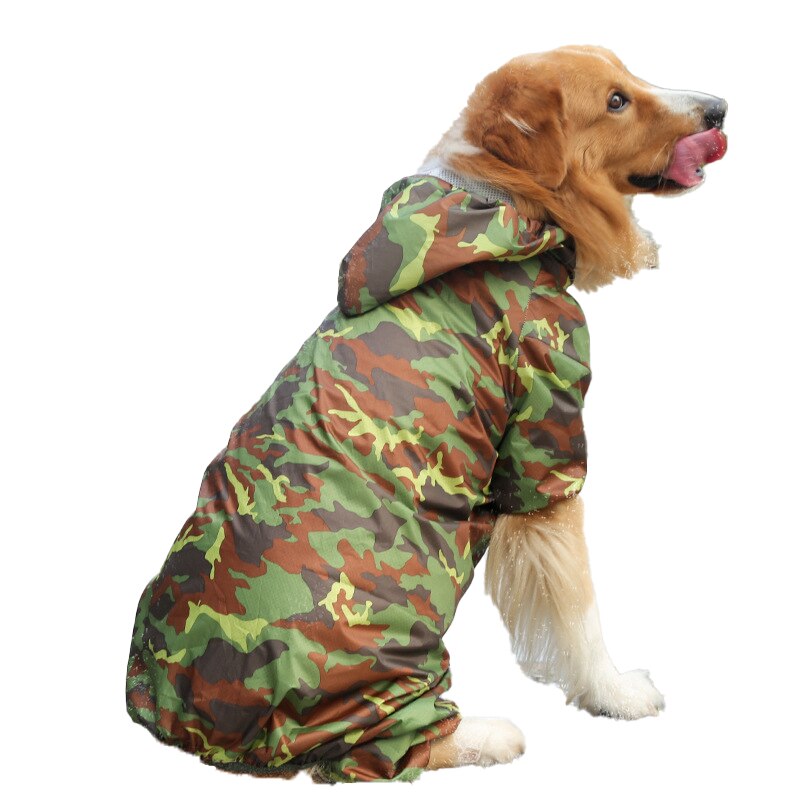 Pet Camouflage Oversized Raincoat Labrador Golden Retriever Four-legged Jumpsuit Medium And Large Dog Outing Waterproof Products: 4XL