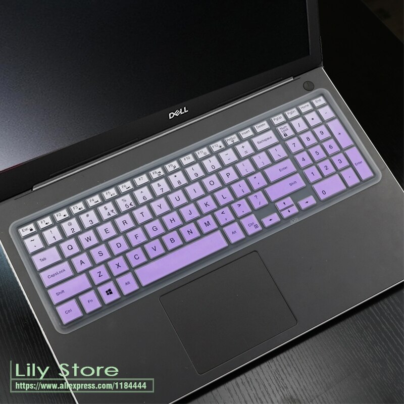 Laptop Notebook Silicone keyboard cover skin for Dell Inspiron I15 3567 3567 3559 3576 3583 3585 5566 5583 5584 15.6 inch: gradualpurple
