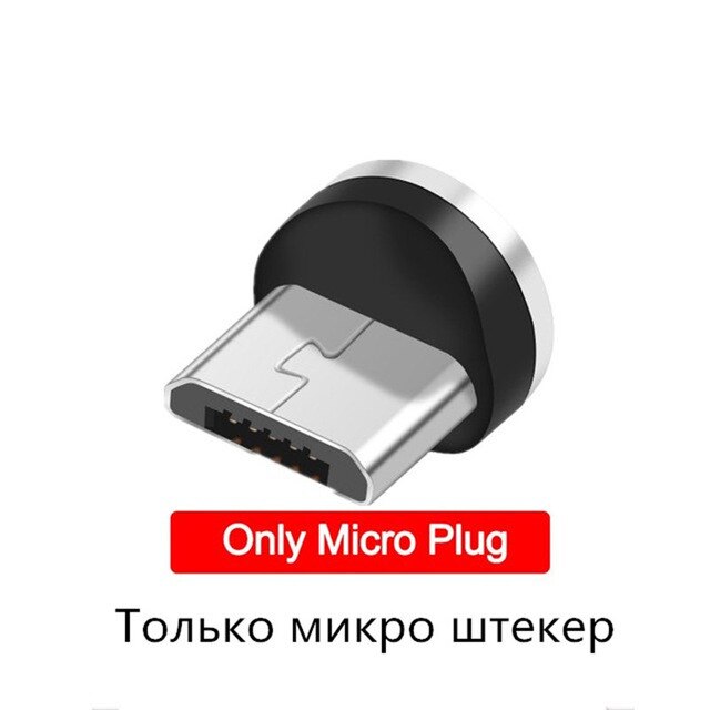 Enchufe magnético redondo Micro USB Cable cargador magnético, adaptador de Cable USB tipo C, 360 giratorio, 8 pines, 1 Uds., 5 uds.: micro plug