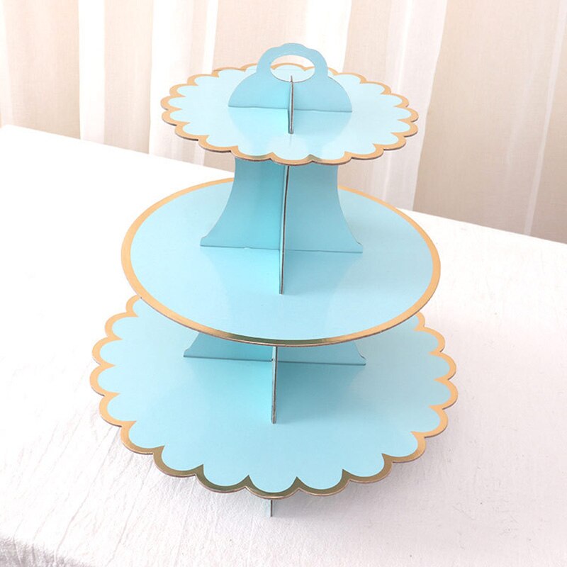 3-- lagers muffinsställ rund kartong muffinshållare hopfällbar baby shower födelsedag bröllopsfest dekor dessert bord tillbehör
