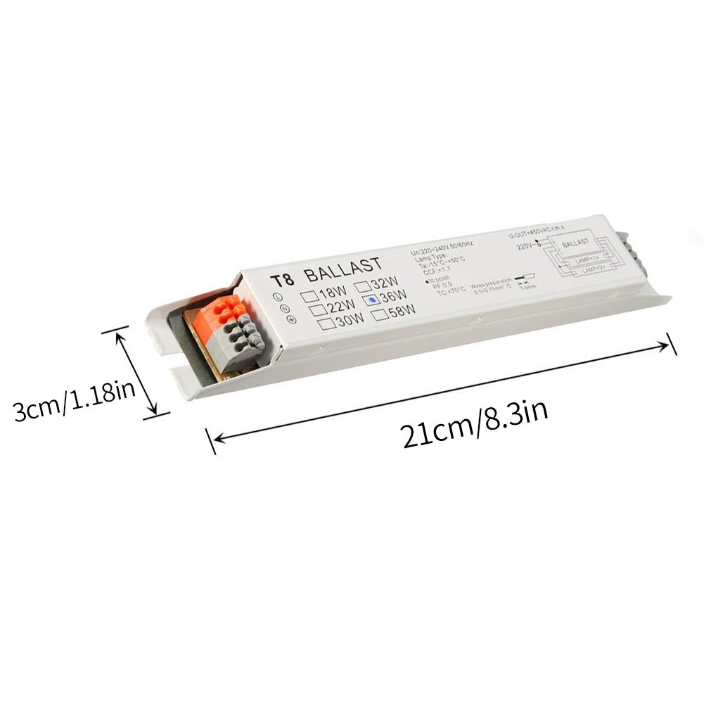 220-240V AC 2x18W 2x36W, Ballast électronique T8 à large tension, lampe fluorescente, Ballast d'énergie à démarrage instantané à large tension