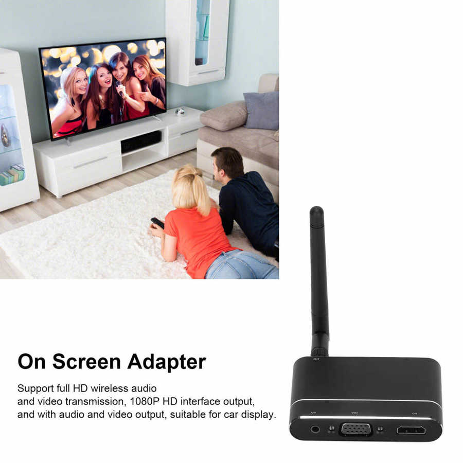 On Screen Adapter TV Dongle Portable Rotatable 2.4GHz​ WiFi antenna for Office Home video viewing for iOS Android​ car display