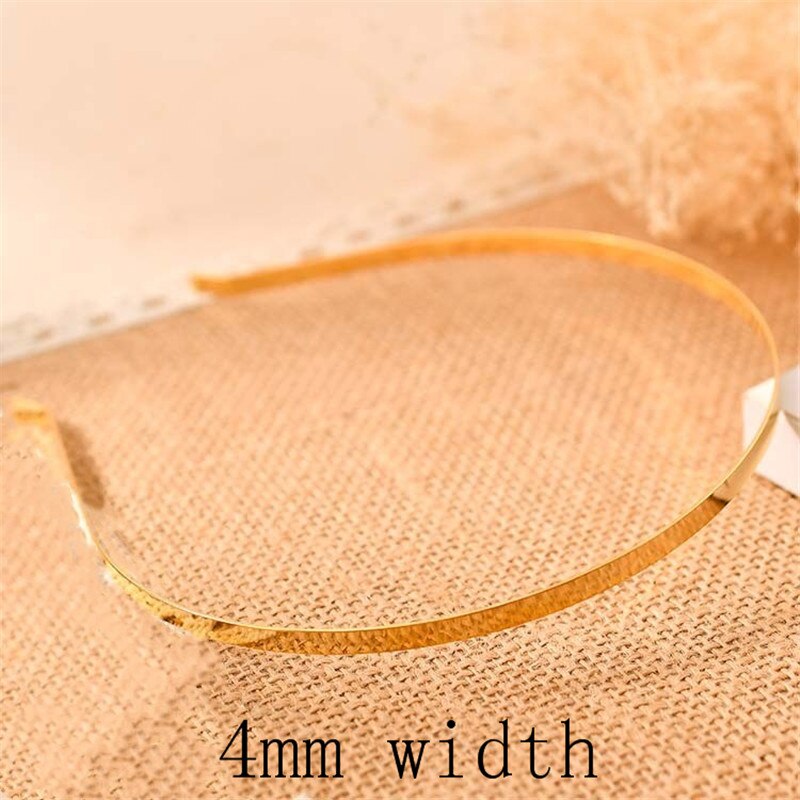 5pcs 2/4/6/8/10mm Stainless Steel Dull Silver Color Plain Blank Flat Hair Band Headband DIY Hair Jewelry Accessories Crafts: gold 4mm