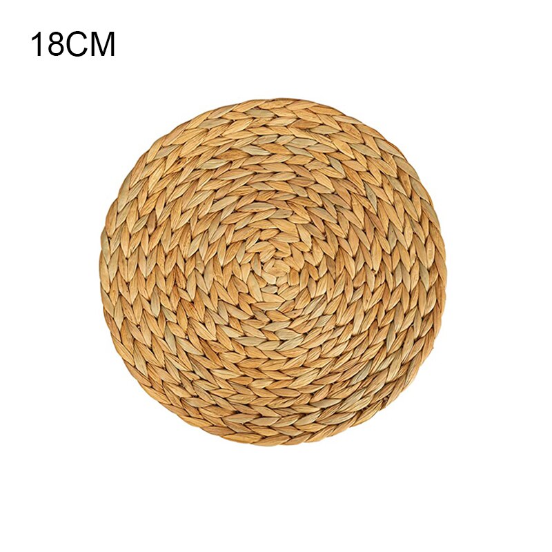 Rund placemat handgjord vävd underläggsskålmatta naturlig lavandula matbord grytlapp matbordstillbehör: 18cm