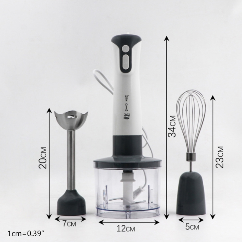 Hand Blender Mixer 600W Handheld Blender w/ 1 Handheld Blender 1 Chopping Bowl 1 Blending Beaker 1 Whisk EU Plug