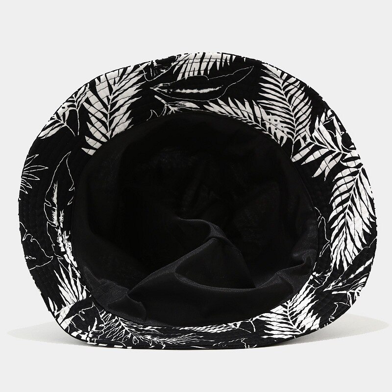 Palm Leaf Pattern Men Bucket Hat Summer Sun Protection Hat Trend Hip-hop Fisherman Hat Outdoor Hiking Hat Unisex Panama Cap
