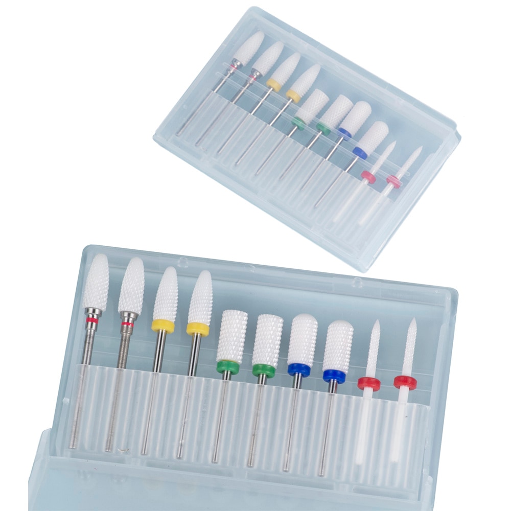 Juego de fresas para manicura, brocas para taladro eléctrico, máquina de manicura, cortadores para la eliminación de barniz de Gel, 10 Uds.: S10 PLUS-G