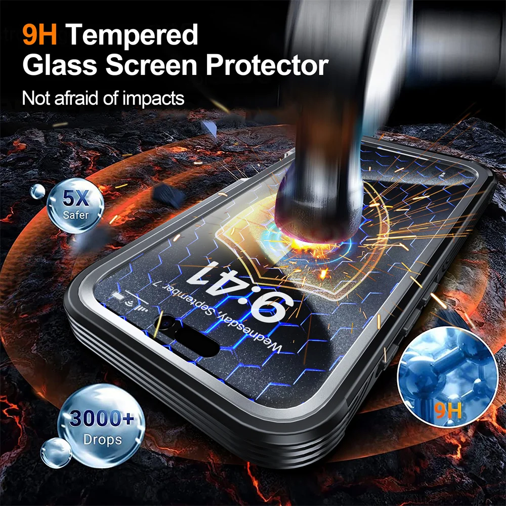 Full Body Bescherming Magnetische Case voor iPhone 16 Pro Max 16e 15 Plus Cover Gehard Glas Magsafe Schokbestendig Fundas Coque Capa