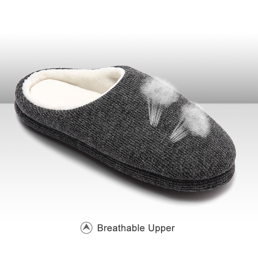 Hjemmesko til mænd memory foam åndbar strikket bomuld slip-on træsko skridsikre indendørs/udendørs sko