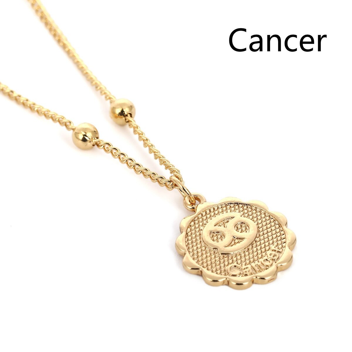 12 Constellation Necklace Zodiac Stainless Steel Coin Necklace Necklaces Pendants Jewelry: Cancer / gold