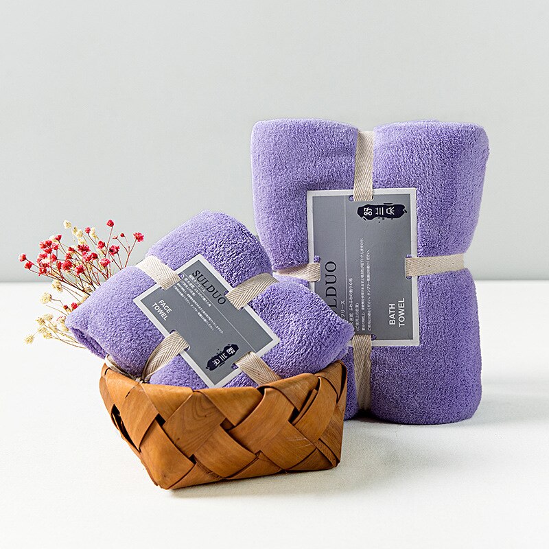 Adulte absorbant ensemble de serviettes de bain chaîne tricoté polyester brocart corail polaire serviette de bain hôtel serviette serviette de bain: purple