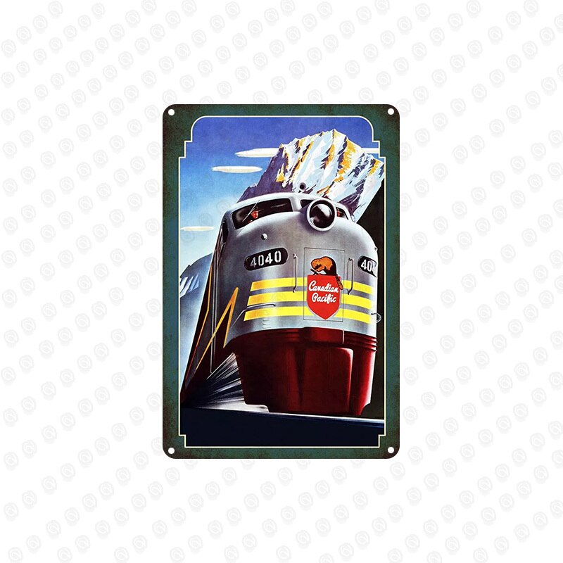 Train Railway Metal Tin Sign Wall Sticker Home Tavern Cafe Barber Shop Kitchen Decor Retro Plaques