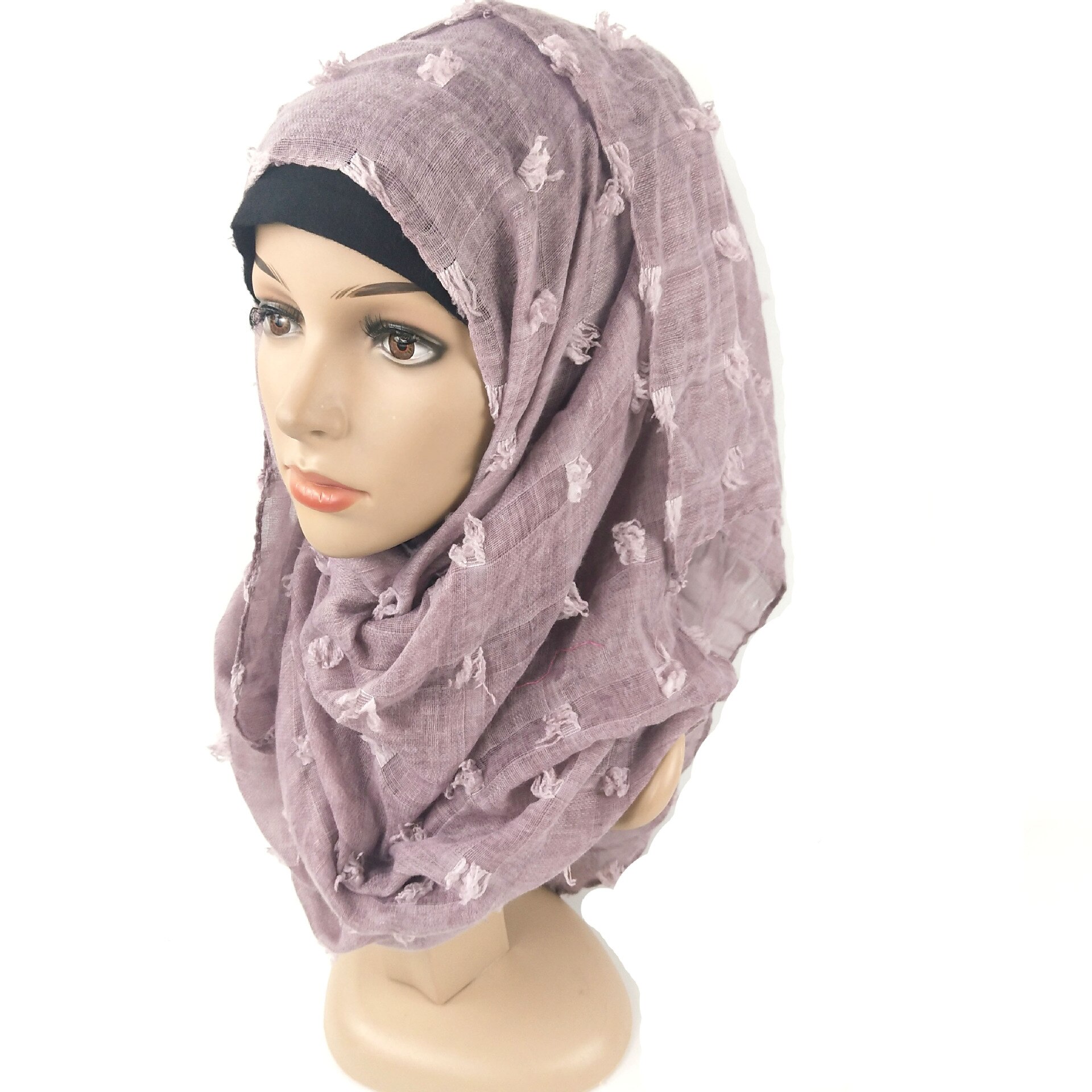 Baumwolle binden-färben Jacquard Ball Muslimischen Hijabs Kopftuch Arabischen Frauen schlicht Schals wickelt Malaysia Lange Schal Islamischen Hijab 180x90cm: 6
