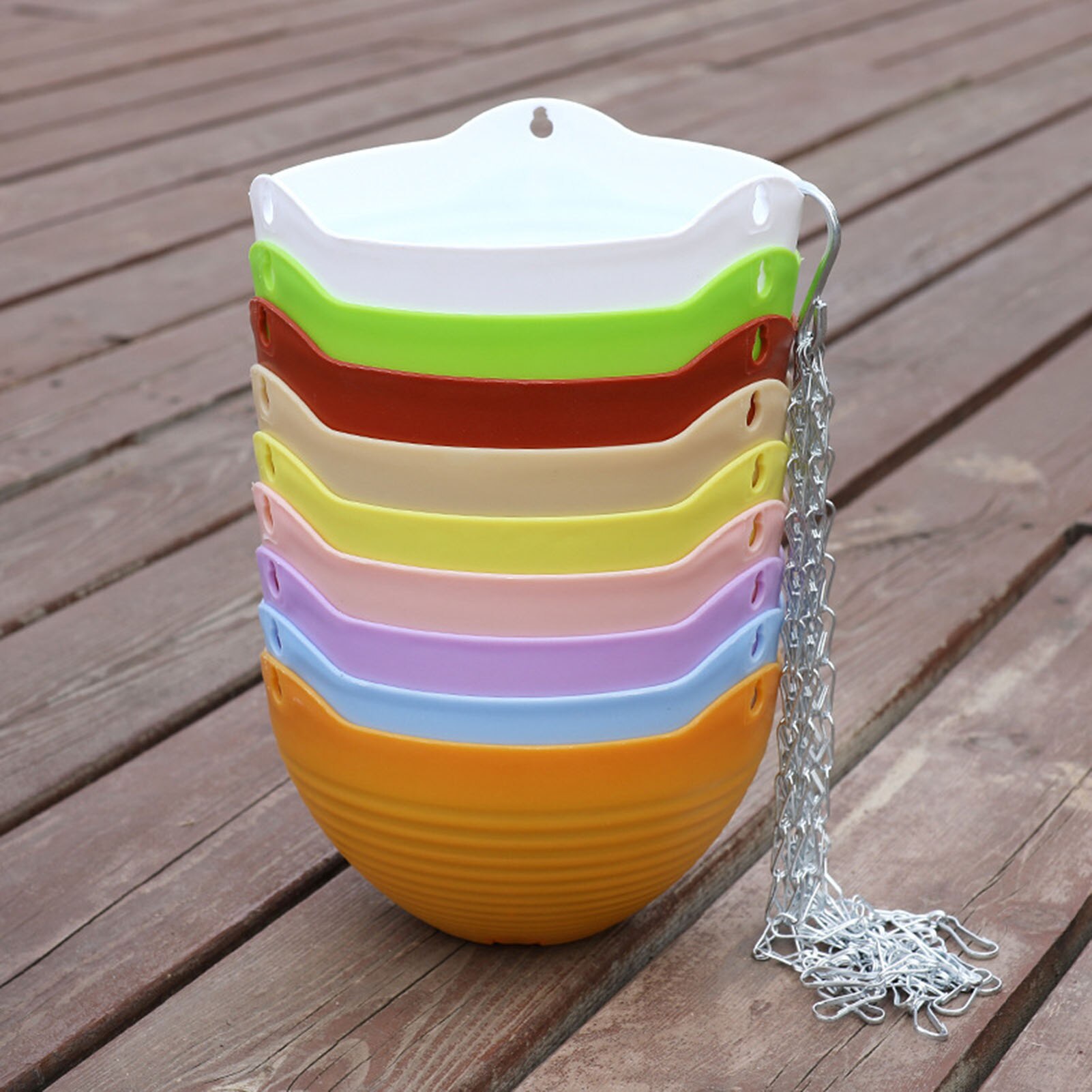 Hanging Plastic Flower Pots Garden Plant Pots Woven Hanger Planter Decorative Flower Pot Hanging Basket Balcony Decoration